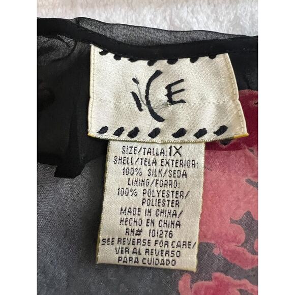 VTG 100% Silk Beaded Tunic Top slip bell sleeves,Whimsical,Y2K grunge size 1X - Picture 6 of 10